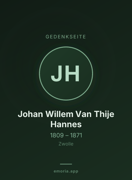 Gedenkportrait von Johan Willem Van Thije Hannes