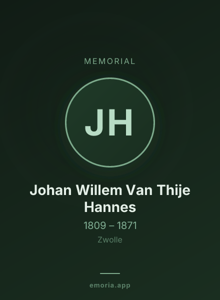 Memorial portrait of Johan Willem Van Thije Hannes