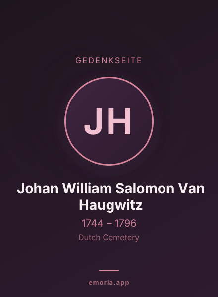 Gedenkportrait von Johan William Salomon Van Haugwitz
