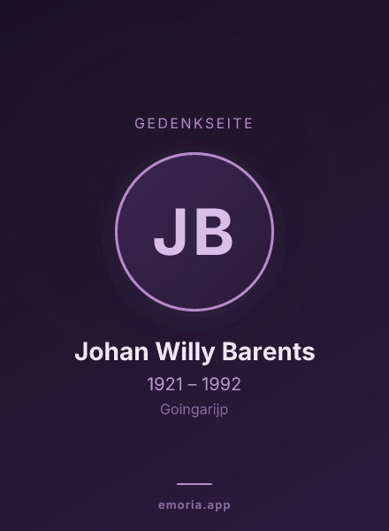 Gedenkportrait von Johan Willy Barents