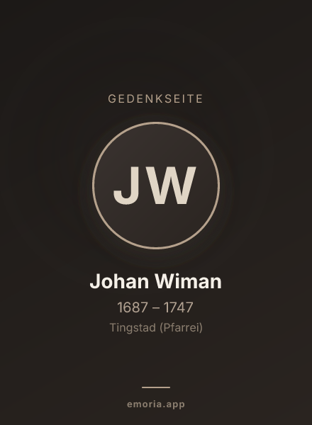 Gedenkportrait von Johan Wiman