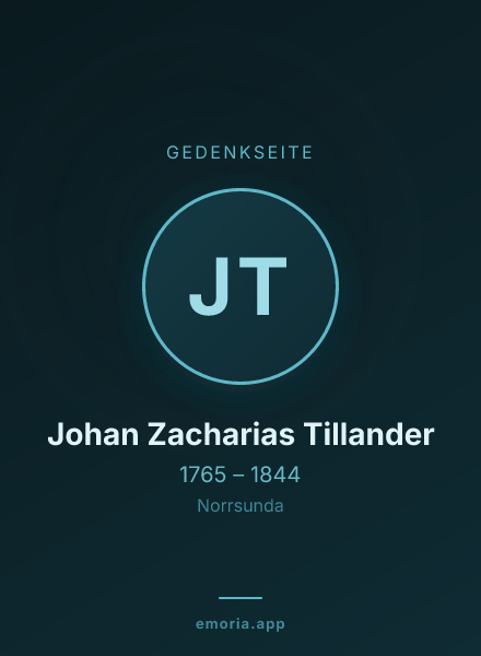 Gedenkportrait von Johan Zacharias Tillander