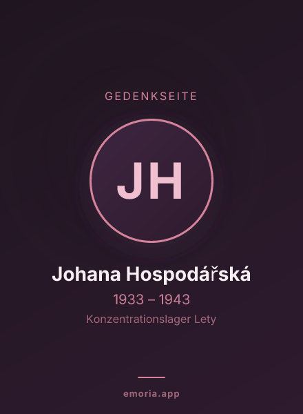 Gedenkportrait von Johana Hospodářská