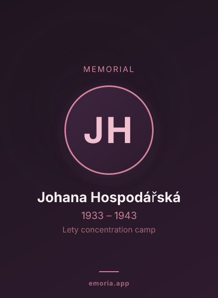 Memorial portrait of Johana Hospodářská