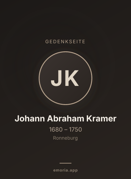 Gedenkportrait von Johann Abraham Kramer