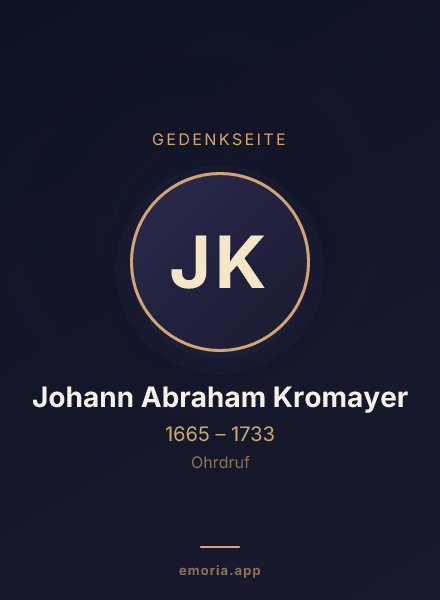 Gedenkportrait von Johann Abraham Kromayer
