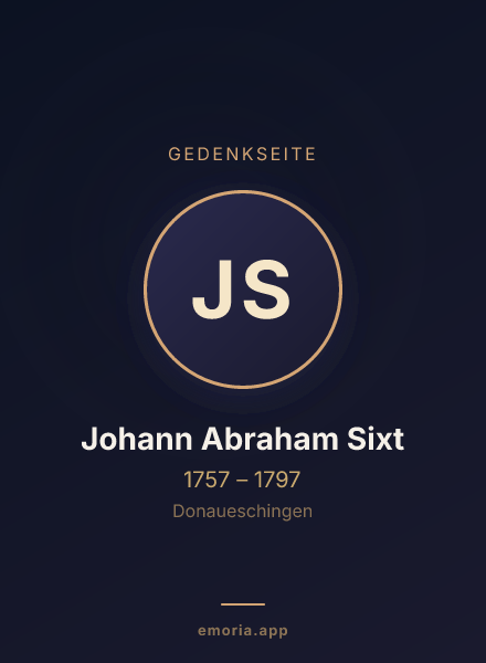 Gedenkportrait von Johann Abraham Sixt