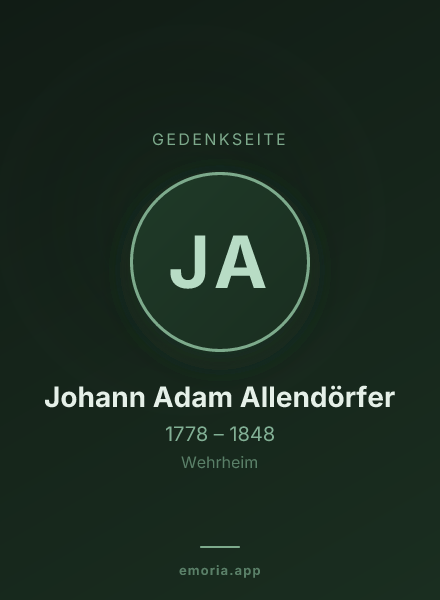 Gedenkportrait von Johann Adam Allendörfer