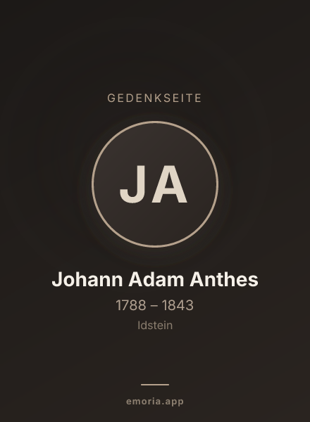 Gedenkportrait von Johann Adam Anthes