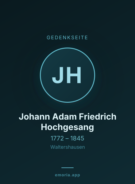 Gedenkportrait von Johann Adam Friedrich Hochgesang