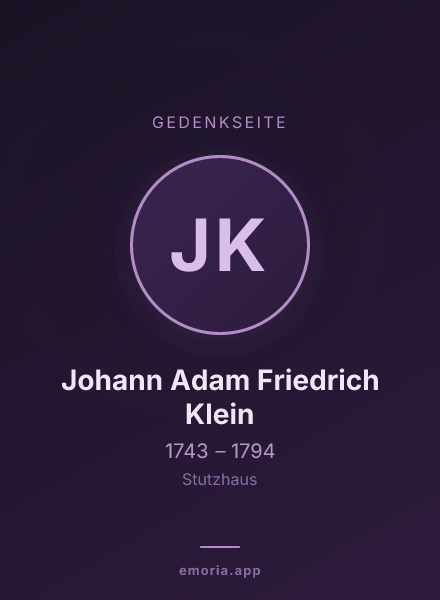 Gedenkportrait von Johann Adam Friedrich Klein