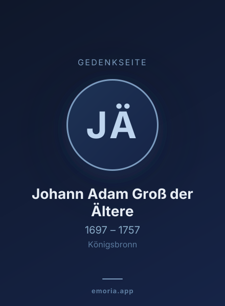 Gedenkportrait von Johann Adam Groß der Ältere