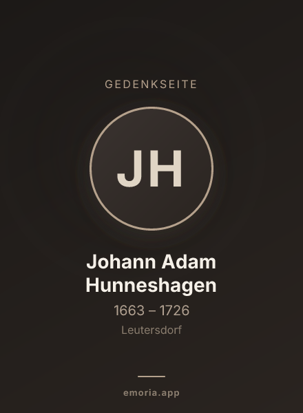 Gedenkportrait von Johann Adam Hunneshagen