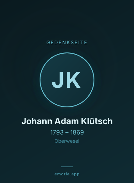 Gedenkportrait von Johann Adam Klütsch