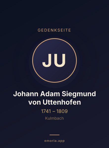 Gedenkportrait von Johann Adam Siegmund von Uttenhofen