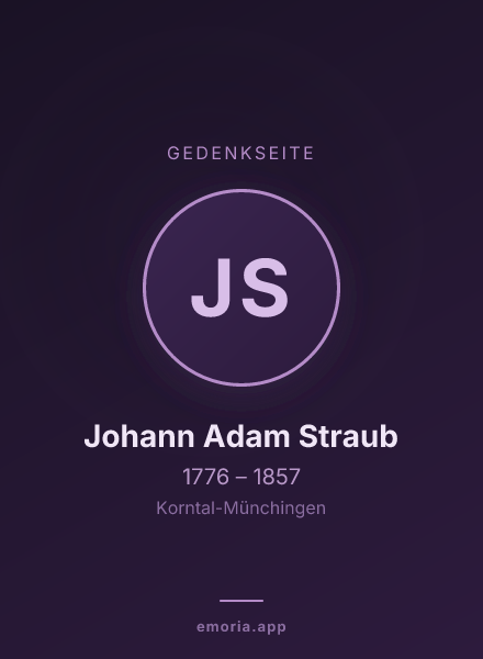 Gedenkportrait von Johann Adam Straub