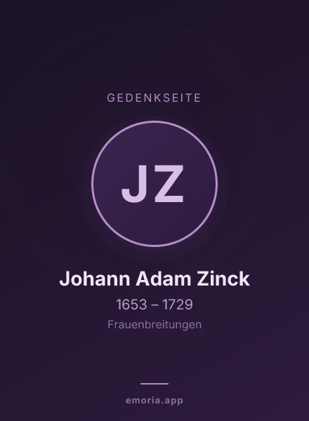 Gedenkportrait von Johann Adam Zinck