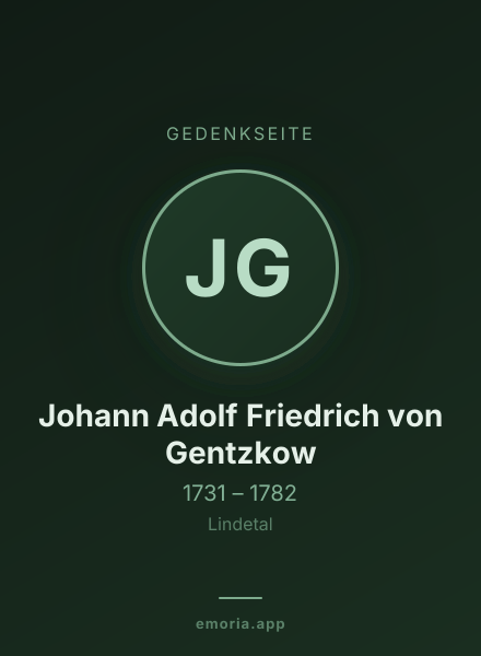 Gedenkportrait von Johann Adolf Friedrich von Gentzkow