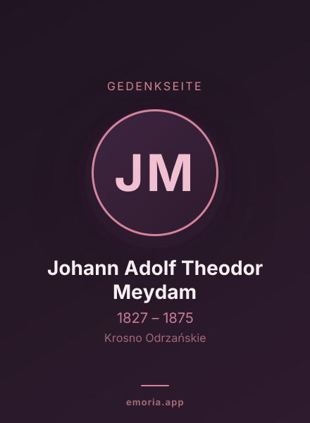 Gedenkportrait von Johann Adolf Theodor Meydam