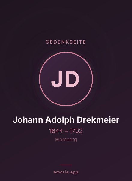 Gedenkportrait von Johann Adolph Drekmeier