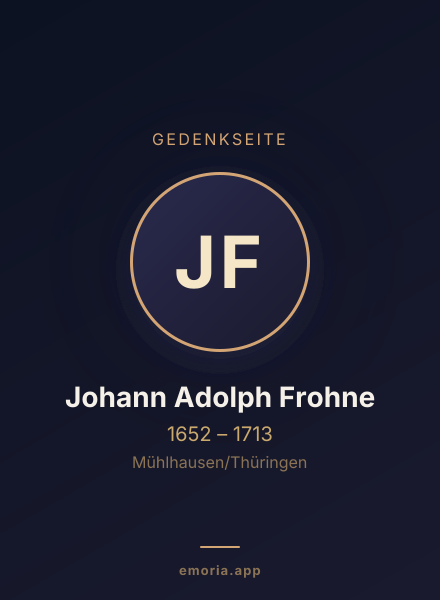 Gedenkportrait von Johann Adolph Frohne