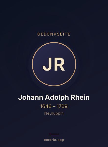 Gedenkportrait von Johann Adolph Rhein