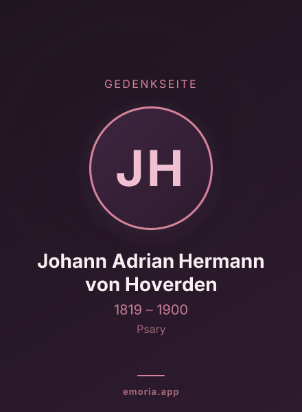 Gedenkportrait von Johann Adrian Hermann von Hoverden
