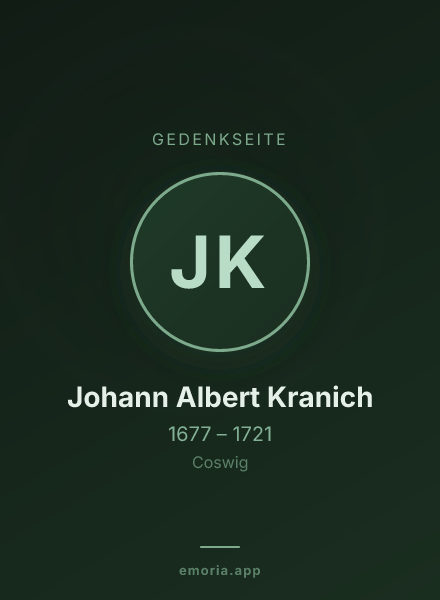 Gedenkportrait von Johann Albert Kranich