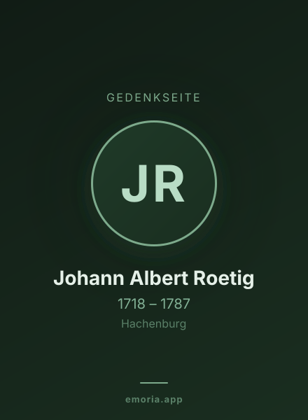 Gedenkportrait von Johann Albert Roetig