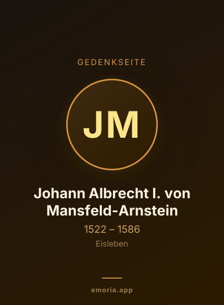 Gedenkportrait von Johann Albrecht I. von Mansfeld-Arnstein