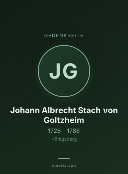 Gedenkportrait von Johann Albrecht Stach von Goltzheim