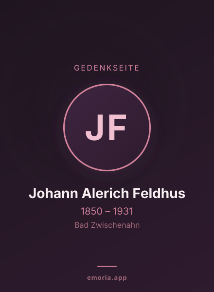 Gedenkportrait von Johann Alerich Feldhus