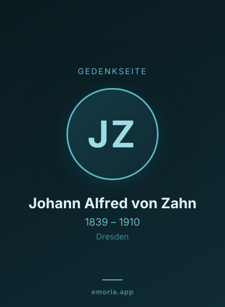 Gedenkportrait von Johann Alfred von Zahn