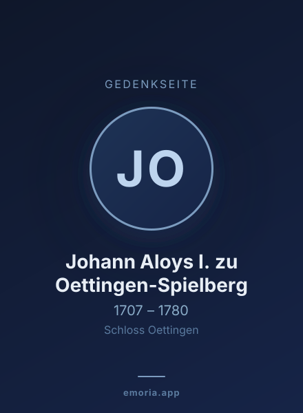 Gedenkportrait von Johann Aloys I. zu Oettingen-Spielberg