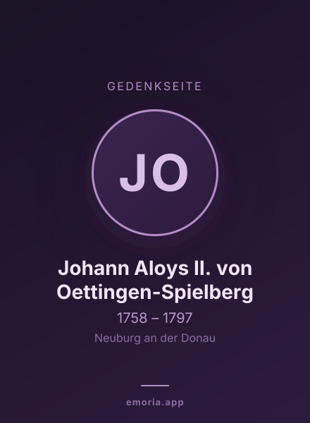Gedenkportrait von Johann Aloys II. von Oettingen-Spielberg