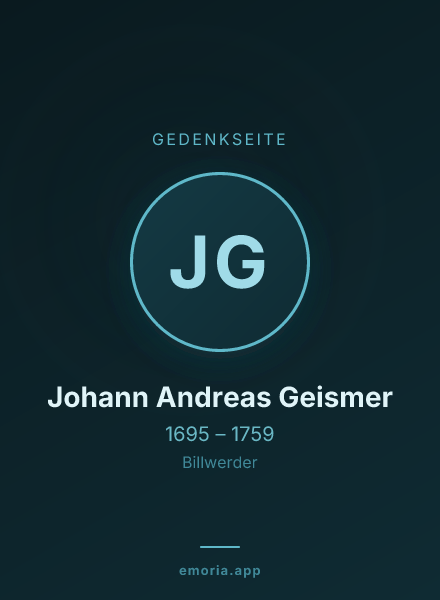 Gedenkportrait von Johann Andreas Geismer