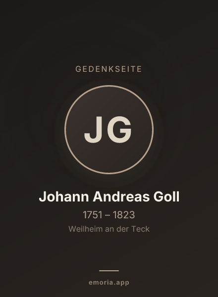 Gedenkportrait von Johann Andreas Goll