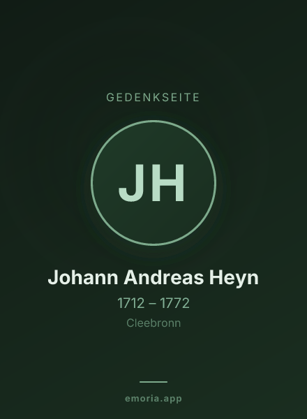 Gedenkportrait von Johann Andreas Heyn