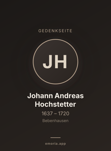 Gedenkportrait von Johann Andreas Hochstetter