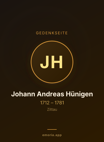 Gedenkportrait von Johann Andreas Hünigen