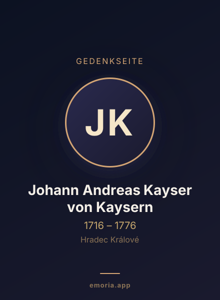 Gedenkportrait von Johann Andreas Kayser von Kaysern