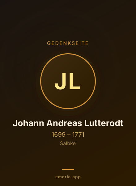 Gedenkportrait von Johann Andreas Lutterodt