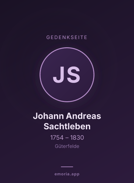 Gedenkportrait von Johann Andreas Sachtleben