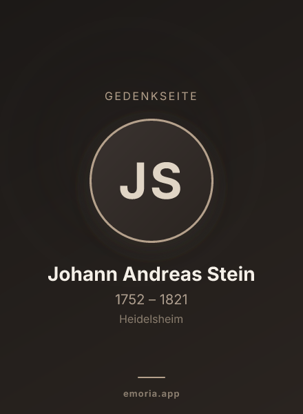 Gedenkportrait von Johann Andreas Stein