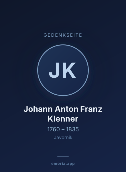 Gedenkportrait von Johann Anton Franz Klenner