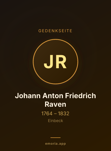 Gedenkportrait von Johann Anton Friedrich Raven