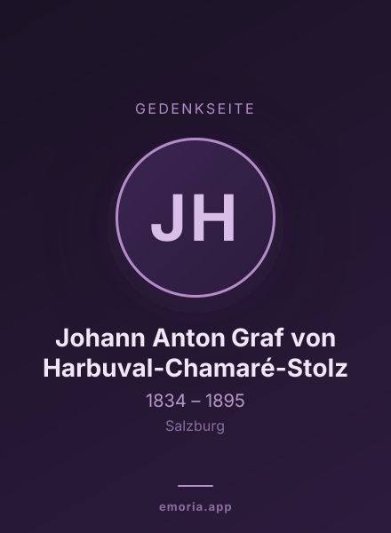 Gedenkportrait von Johann Anton Graf von Harbuval-Chamaré-Stolz