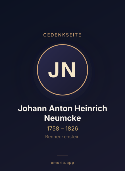 Gedenkportrait von Johann Anton Heinrich Neumcke