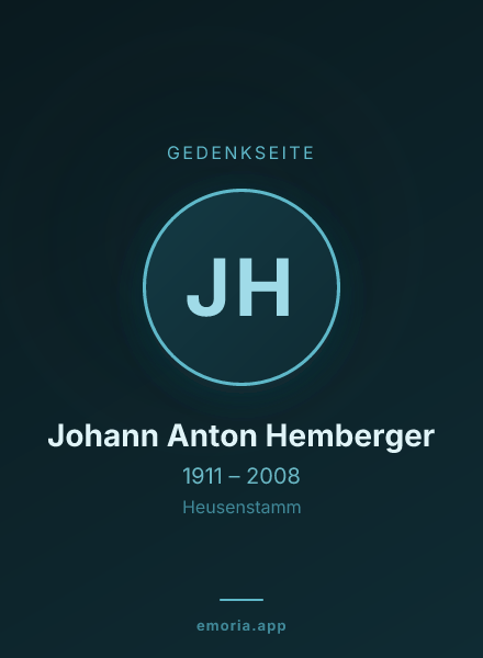 Gedenkportrait von Johann Anton Hemberger
