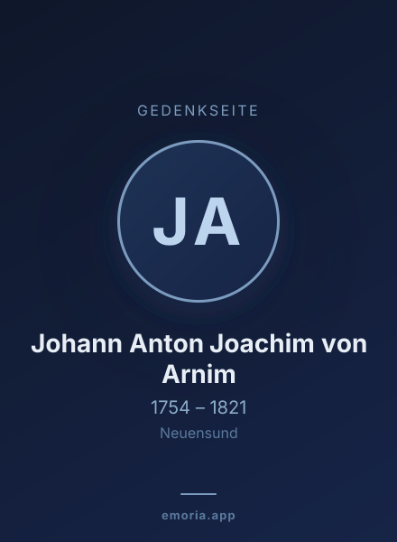 Gedenkportrait von Johann Anton Joachim von Arnim
